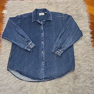 Bugle boy vintage 90s womens blue jean rayon cotton button down shirt